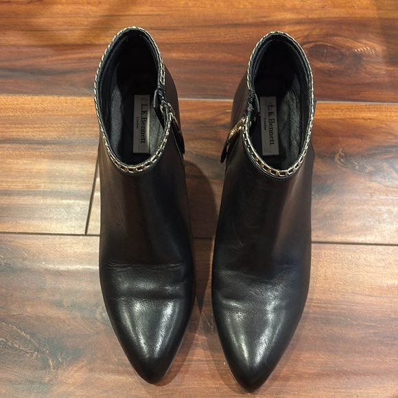 L. K. Bennett Black Leather Calf Ankle Boot 39.5 - Picture 3 of 7
